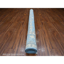 Load image into Gallery viewer, 6&#39;1&quot;x8&#39;8&quot; Carolina Blue, Afghan Angora Oushak With Village Medallions, Hand Knotted, Wool Foundation, Natural Dyes, Oriental Rug FWR532194