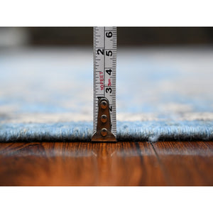 6'1"x8'8" Carolina Blue, Afghan Angora Oushak With Village Medallions, Hand Knotted, Wool Foundation, Natural Dyes, Oriental Rug FWR532194
