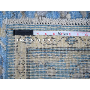 6'1"x8'8" Carolina Blue, Afghan Angora Oushak With Village Medallions, Hand Knotted, Wool Foundation, Natural Dyes, Oriental Rug FWR532194