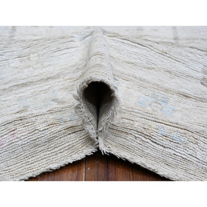 13'10"x19'5" Cloud Gray, Wool Foundation, Vegetable Dyes, Hand Knotted, Tribal Motifs All Over Design, Oversized Angora Oushak, Oriental Rug FWR532206