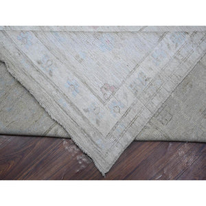 13'10"x19'5" Cloud Gray, Wool Foundation, Vegetable Dyes, Hand Knotted, Tribal Motifs All Over Design, Oversized Angora Oushak, Oriental Rug FWR532206