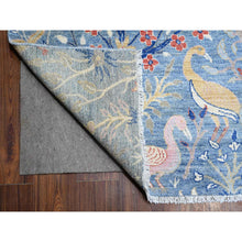 Load image into Gallery viewer, 12&#39;x12&#39; Dodger Blue, Hand Knotted Afghan Peshawar With Birds Of Paradise Design, Natural Dyes, 100% Wool, Square Oriental Rug FWR532254