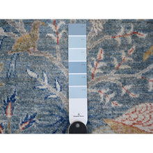Load image into Gallery viewer, 12&#39;x12&#39; Dodger Blue, Hand Knotted Afghan Peshawar With Birds Of Paradise Design, Natural Dyes, 100% Wool, Square Oriental Rug FWR532254