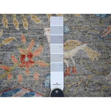 Load image into Gallery viewer, 12&#39;x12&#39; Pewter Gray, Afghan Peshawar With Birds Of Paradise, Hand Knotted, Natural Dyes, 100% Wool, Square Oriental Rug FWR532266