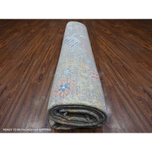 Load image into Gallery viewer, 12&#39;x12&#39; Pewter Gray, Afghan Peshawar With Birds Of Paradise, Hand Knotted, Natural Dyes, 100% Wool, Square Oriental Rug FWR532266