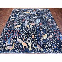 Load image into Gallery viewer, 8&#39;x8&#39; Polo Blue, Hand Knotted, Natural Dyes, Soft Wool, Birds Of Paradise, Afghan Peshawar Square Oriental Rug FWR532272
