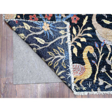 Load image into Gallery viewer, 8&#39;x8&#39; Polo Blue, Hand Knotted, Natural Dyes, Soft Wool, Birds Of Paradise, Afghan Peshawar Square Oriental Rug FWR532272
