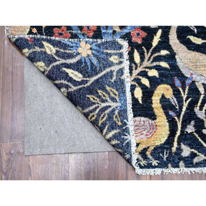 8'x8' Polo Blue, Hand Knotted, Natural Dyes, Soft Wool, Birds Of Paradise, Afghan Peshawar Square Oriental Rug FWR532272