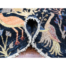 Load image into Gallery viewer, 8&#39;x8&#39; Polo Blue, Hand Knotted, Natural Dyes, Soft Wool, Birds Of Paradise, Afghan Peshawar Square Oriental Rug FWR532272