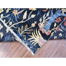Load image into Gallery viewer, 8&#39;x8&#39; Polo Blue, Hand Knotted, Natural Dyes, Soft Wool, Birds Of Paradise, Afghan Peshawar Square Oriental Rug FWR532272