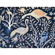 Load image into Gallery viewer, 8&#39;x8&#39; Polo Blue, Hand Knotted, Natural Dyes, Soft Wool, Birds Of Paradise, Afghan Peshawar Square Oriental Rug FWR532272