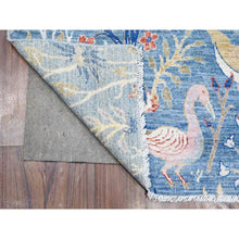 Load image into Gallery viewer, 6&#39;1&quot;x12&#39; Steel Blue, Afghan Peshawar, Hand Knotted Birds Of Paradise Design, Natural Dyes, Extra Soft Wool, Wide Runner Oriental Rug FWR532290