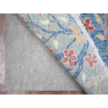 Load image into Gallery viewer, 6&#39;x6&#39; Uranian Blue, Soft and Velvety Wool, Afghan Peshawar and Birds of Paradise Design, Natural Dyes, Hand Knotted Round Oriental Rug FWR532302