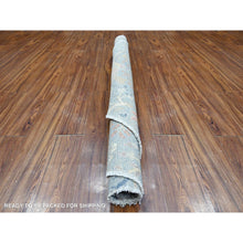 Load image into Gallery viewer, 6&#39;x6&#39; Uranian Blue, Soft and Velvety Wool, Afghan Peshawar and Birds of Paradise Design, Natural Dyes, Hand Knotted Round Oriental Rug FWR532302