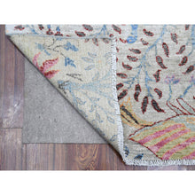 Load image into Gallery viewer, 4&#39;1&quot;x16&#39; Tint Gray, Hand Knotted Afghan Peshawar With Birds Of Paradise, Natural Dyes Pure Wool, Wide Runner Oriental Rug FWR532308