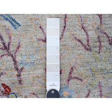 Load image into Gallery viewer, 4&#39;1&quot;x16&#39; Tint Gray, Hand Knotted Afghan Peshawar With Birds Of Paradise, Natural Dyes Pure Wool, Wide Runner Oriental Rug FWR532308