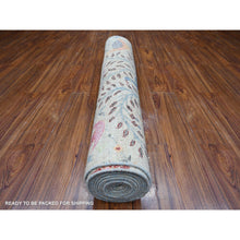 Load image into Gallery viewer, 4&#39;1&quot;x16&#39; Tint Gray, Hand Knotted Afghan Peshawar With Birds Of Paradise, Natural Dyes Pure Wool, Wide Runner Oriental Rug FWR532308