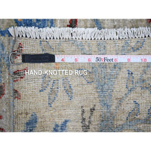 Load image into Gallery viewer, 4&#39;1&quot;x16&#39; Tint Gray, Hand Knotted Afghan Peshawar With Birds Of Paradise, Natural Dyes Pure Wool, Wide Runner Oriental Rug FWR532308