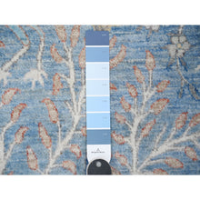 Load image into Gallery viewer, 4&#39;x11&#39;10&quot; Turquoise Blue, Natural Dyes, Extra Soft Wool, Afghan Peshawar With Birds Of Paradise Design, Hand Knotted Wide Runner Oriental Rug FWR532314