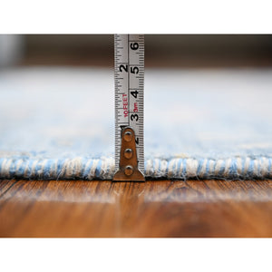 4'x11'10" Turquoise Blue, Natural Dyes, Extra Soft Wool, Afghan Peshawar With Birds of Paradise Design, Hand Knotted Wide Runner Oriental Rug FWR532314