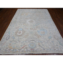 Load image into Gallery viewer, 7&#39;9&quot;x10&#39; Pastel Gray, Wool Weft, All Over Tribal Floral And Leaf Design, Natural Dyes, Hand Knotted, Afghan Angora Oushak, Oriental Rug FWR532320