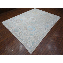 Load image into Gallery viewer, 7&#39;9&quot;x10&#39; Pastel Gray, Wool Weft, All Over Tribal Floral And Leaf Design, Natural Dyes, Hand Knotted, Afghan Angora Oushak, Oriental Rug FWR532320