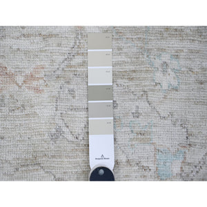 7'9"x10' Pastel Gray, Wool Weft, All Over Tribal Floral And Leaf Design, Natural Dyes, Hand Knotted, Afghan Angora Oushak, Oriental Rug FWR532320