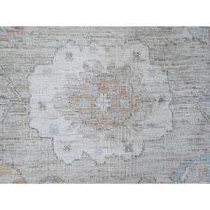 7'9"x10' Pastel Gray, Wool Weft, All Over Tribal Floral And Leaf Design, Natural Dyes, Hand Knotted, Afghan Angora Oushak, Oriental Rug FWR532320