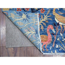 Load image into Gallery viewer, 6&#39;x8&#39;9&quot; Dodger Blue, Hand Knotted Organic Wool, Abrash, Natural Dyes, Afghan Peshawar With Birds Of Paradise Design, Oriental Rug FWR532350