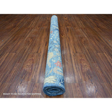 Load image into Gallery viewer, 6&#39;x8&#39;9&quot; Dodger Blue, Hand Knotted Organic Wool, Abrash, Natural Dyes, Afghan Peshawar With Birds Of Paradise Design, Oriental Rug FWR532350