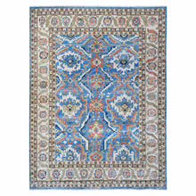Load image into Gallery viewer, 9&#39;x11&#39;8&quot; Cornflower Blue and Cloud Gray Border, Hand Knotted, Pure Wool, Vegetable Dyes, Aryana Collection With All Over Design, Oriental Rug FWR532386