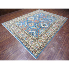 Load image into Gallery viewer, 9&#39;x11&#39;8&quot; Cornflower Blue And Cloud Gray Border, Hand Knotted, Pure Wool, Vegetable Dyes, Aryana Collection With All Over Design, Oriental Rug FWR532386
