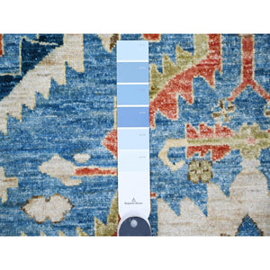 9'x11'8" Cornflower Blue and Cloud Gray Border, Hand Knotted, Pure Wool, Vegetable Dyes, Aryana Collection With All Over Design, Oriental Rug FWR532386
