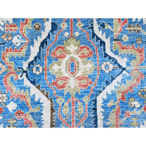 9'x11'8" Cornflower Blue and Cloud Gray Border, Hand Knotted, Pure Wool, Vegetable Dyes, Aryana Collection With All Over Design, Oriental Rug FWR532386