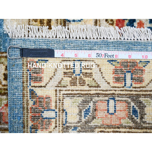 9'x11'8" Cornflower Blue and Cloud Gray Border, Hand Knotted, Pure Wool, Vegetable Dyes, Aryana Collection With All Over Design, Oriental Rug FWR532386