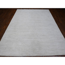 Load image into Gallery viewer, 8&#39;x9&#39;8&quot; Mercury White, Hand Knotted, All Natural Wool, Single Color With Plain Design, Shabby Chic, Natural Dyes, Modern Peshawar Oriental Rug FWR532422