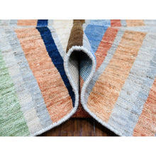Load image into Gallery viewer, 8&#39;10&quot;x11&#39;4&quot; Gainsboro Gray, Hand Knotted, Soft And Velvety Wool, Bauhaus Inspired Criss Cross Colorful Line Design, Oriental Rug FWR532428