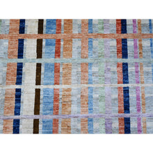 Load image into Gallery viewer, 8&#39;10&quot;x11&#39;4&quot; Gainsboro Gray, Hand Knotted, Soft And Velvety Wool, Bauhaus Inspired Criss Cross Colorful Line Design, Oriental Rug FWR532428