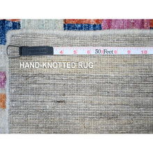 Load image into Gallery viewer, 8&#39;10&quot;x11&#39;4&quot; Gainsboro Gray, Hand Knotted, Soft And Velvety Wool, Bauhaus Inspired Criss Cross Colorful Line Design, Oriental Rug FWR532428