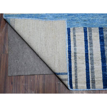 Load image into Gallery viewer, 8&#39;8&quot;x11&#39;7&quot; Goose Gray And Denim Blue, Natural Dyes, Bauhaus Inspired Criss Cross Line Design, Pure Wool, Hand Knotted, Oriental Rug FWR532434