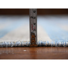 Load image into Gallery viewer, 8&#39;8&quot;x11&#39;7&quot; Goose Gray And Denim Blue, Natural Dyes, Bauhaus Inspired Criss Cross Line Design, Pure Wool, Hand Knotted, Oriental Rug FWR532434