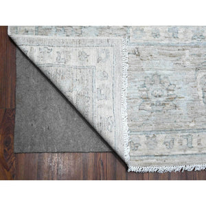 10'x13' Pewter Gray, Hand Knotted, Natural Dyes, White Wash Fine Peshawar With Floral Design, Soft To The Touch, Velvety Wool, Oriental Rug FWR532458