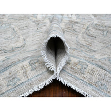 Load image into Gallery viewer, 10&#39;x13&#39; Pewter Gray, Hand Knotted, Natural Dyes, White Wash Fine Peshawar With Floral Design, Soft To The Touch, Velvety Wool, Oriental Rug FWR532458