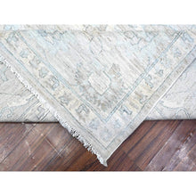 Load image into Gallery viewer, 10&#39;x13&#39; Pewter Gray, Hand Knotted, Natural Dyes, White Wash Fine Peshawar With Floral Design, Soft To The Touch, Velvety Wool, Oriental Rug FWR532458