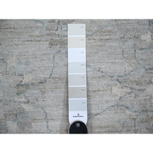 Load image into Gallery viewer, 10&#39;x13&#39; Pewter Gray, Hand Knotted, Natural Dyes, White Wash Fine Peshawar With Floral Design, Soft To The Touch, Velvety Wool, Oriental Rug FWR532458