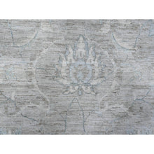 Load image into Gallery viewer, 10&#39;x13&#39; Pewter Gray, Hand Knotted, Natural Dyes, White Wash Fine Peshawar With Floral Design, Soft To The Touch, Velvety Wool, Oriental Rug FWR532458