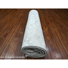 Load image into Gallery viewer, 10&#39;x13&#39; Pewter Gray, Hand Knotted, Natural Dyes, White Wash Fine Peshawar With Floral Design, Soft To The Touch, Velvety Wool, Oriental Rug FWR532458