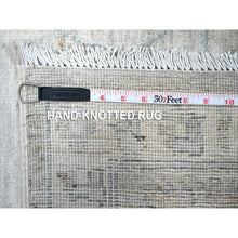 Load image into Gallery viewer, 10&#39;x13&#39; Pewter Gray, Hand Knotted, Natural Dyes, White Wash Fine Peshawar With Floral Design, Soft To The Touch, Velvety Wool, Oriental Rug FWR532458