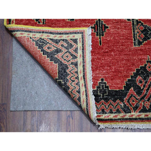 8'7"x11'3" Rust Red, Densely Woven, Hand Knotted, Soft And Shiny Wool, Peshawar with Berber Influence Geometric Pattern, Natural Dyes, Oriental Rug FWR532500