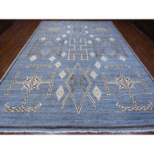 Load image into Gallery viewer, 10&#39;x13&#39;9&quot; Air Force Blue, Hand Knotted With Berber Influence, Peshawar, Denser Weave, Vegetable Dyes, Snowflake Geometric Design, Oriental Rug FWR532506